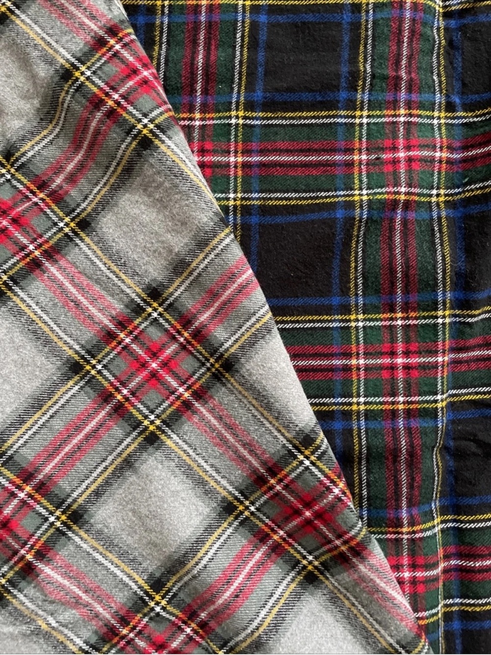 100% Cotton Flannel Plaid Fabric Tartans Black Red Gray Craft Decor
